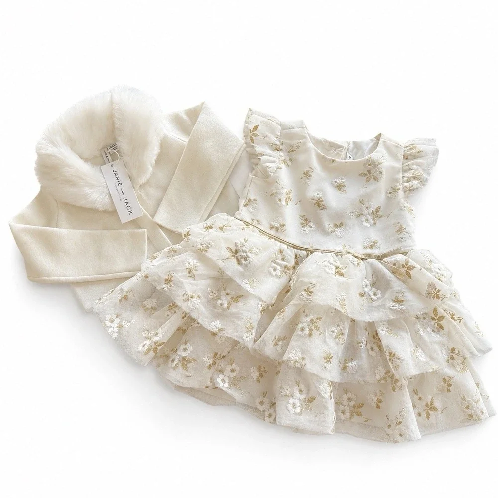 Janie & Jack dress + Cardigan Sweater 6 - 12 Mo Special Occasion Holiday  NWT